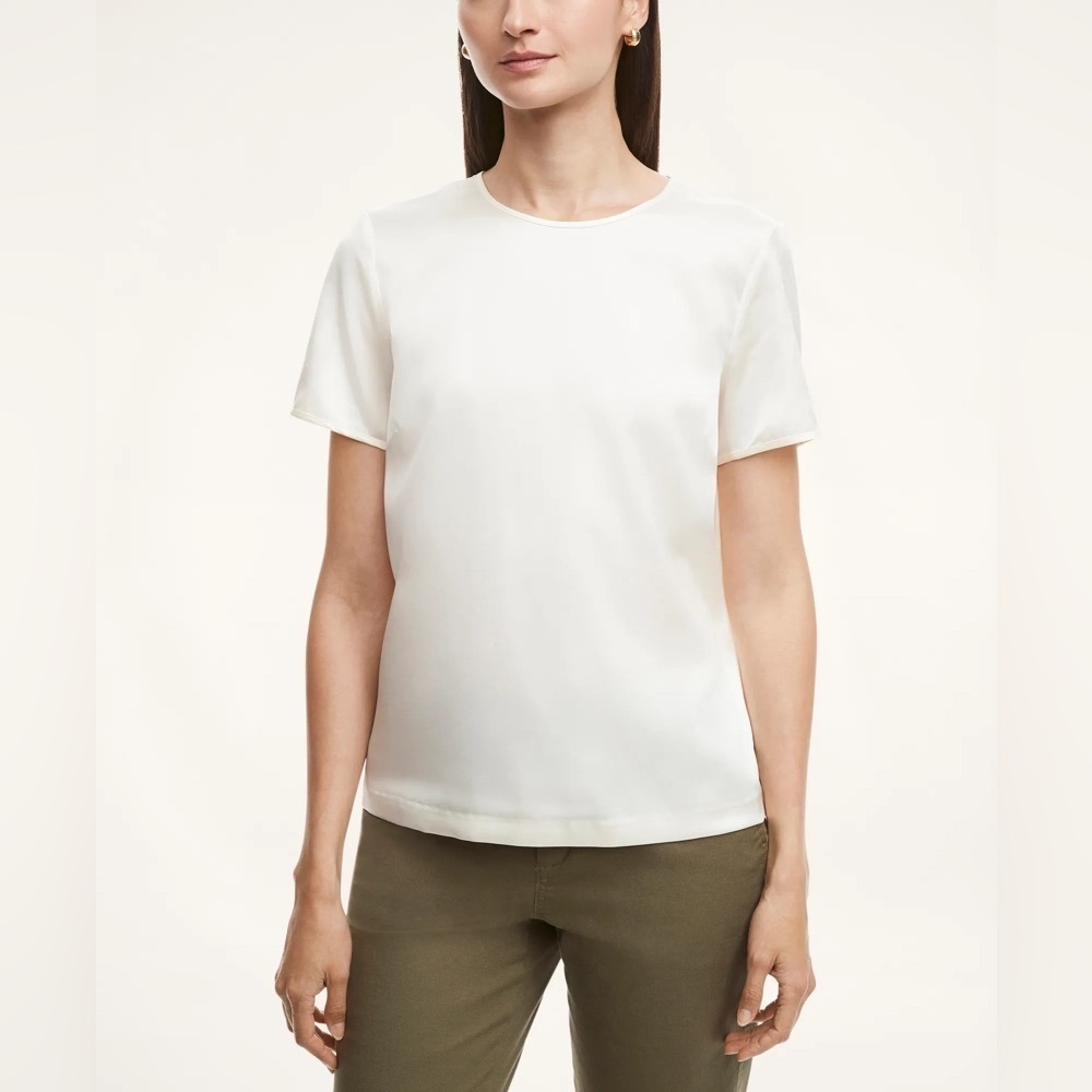 Brooks Brothers Women’s Silk T Shirt in Cream, Size 14